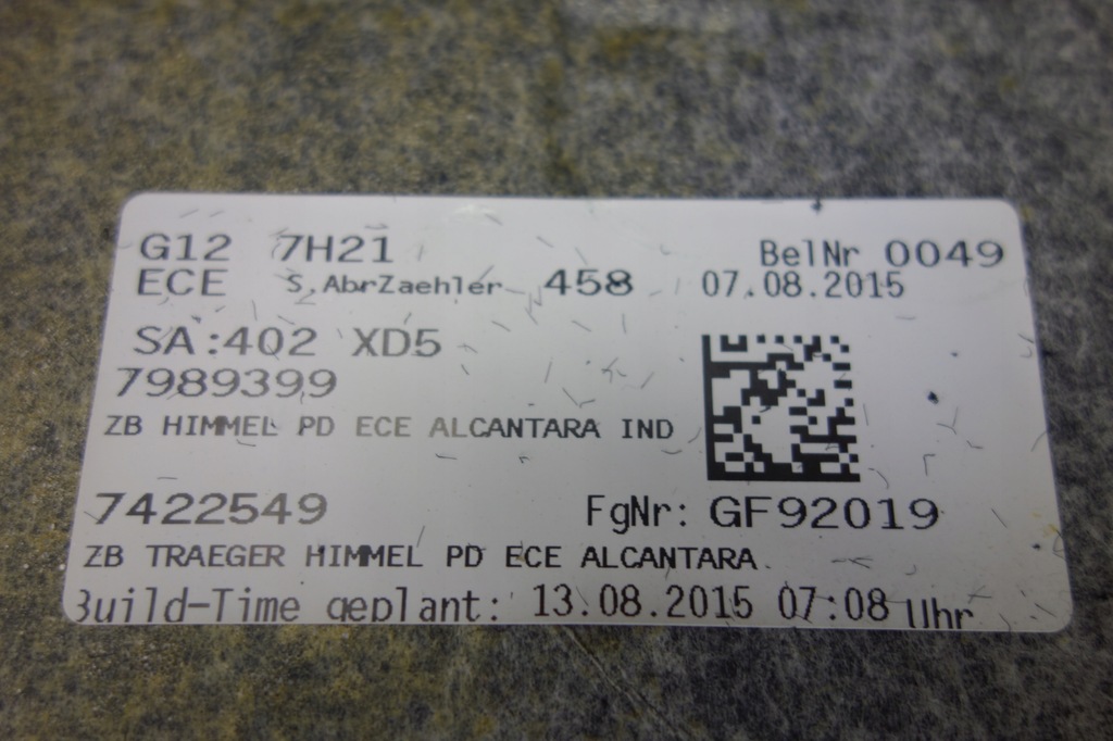 фото №9, Потолок солцезащитный козырёк bmw g12 панорама alcantara